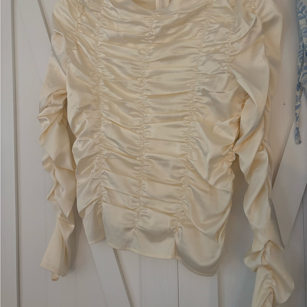 fab'rik Cream Ruched Blouse